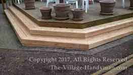 Deck stairs repaired in Naperville Hexagonal wooden deck stairs