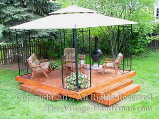 Naperville back yard island deck with canopy