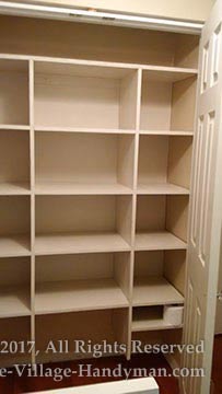 Convert your closet into comfortable linen cubby with french doors