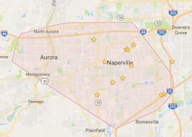 Map of areas served in Naperville, Bolingbrook, Oswego, Lisle and Aurora